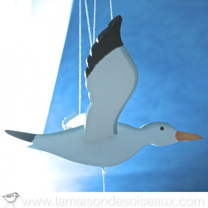 Mobile Mouette En Bois Peint Nature Decouvertes