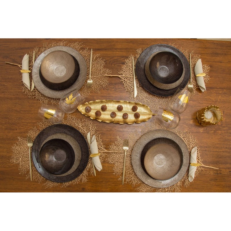 Dessous d'assiette feuille dorée - lot de 6