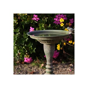 Baignoire pour oiseaux en métal sur pied