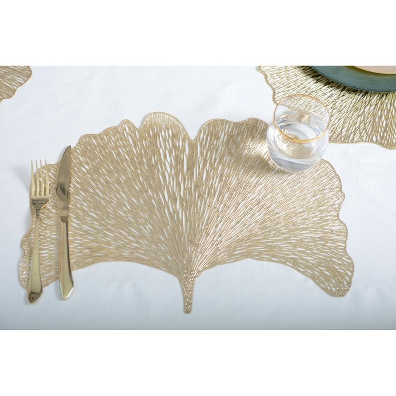 Dessous d'assiette ginkgo doré 44x30 cm - lot de 6