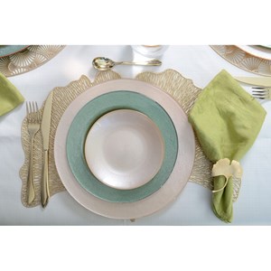 Dessous d'assiette ginkgo doré 44x30 cm - lot de 6