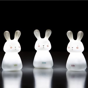 Veilleuse trio de lapins - base blanche