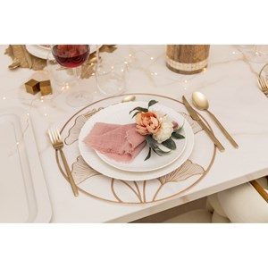 Dessous d'assiette ginkgo blanc et doré