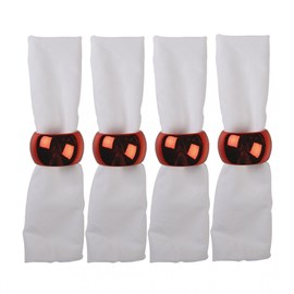 Lot de 4 ronds de serviettes uni rouge