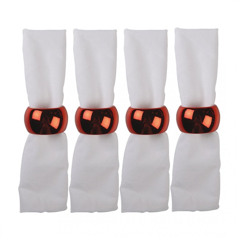 Lot de 4 ronds de serviettes uni rouge