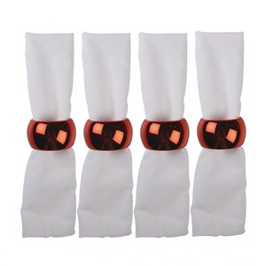 Lot de 4 ronds de serviettes uni rouge