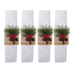 Lot de 4 ronds de serviettes houx