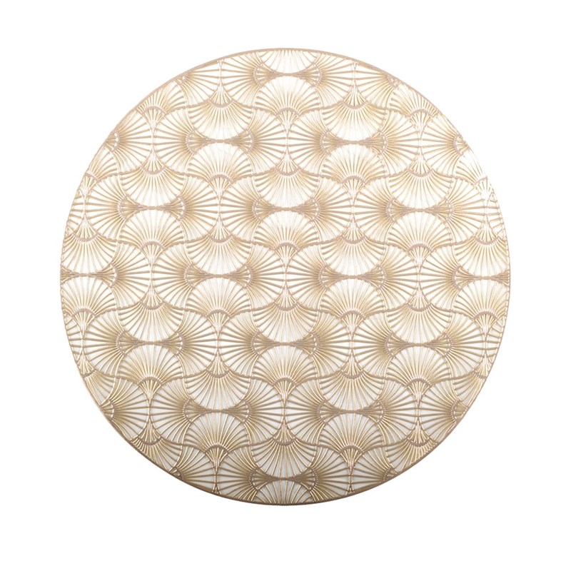 Dessous d'assiette rond ginkgo doré