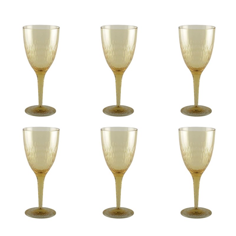 Verres à vin jaune acrylique - lot de 6