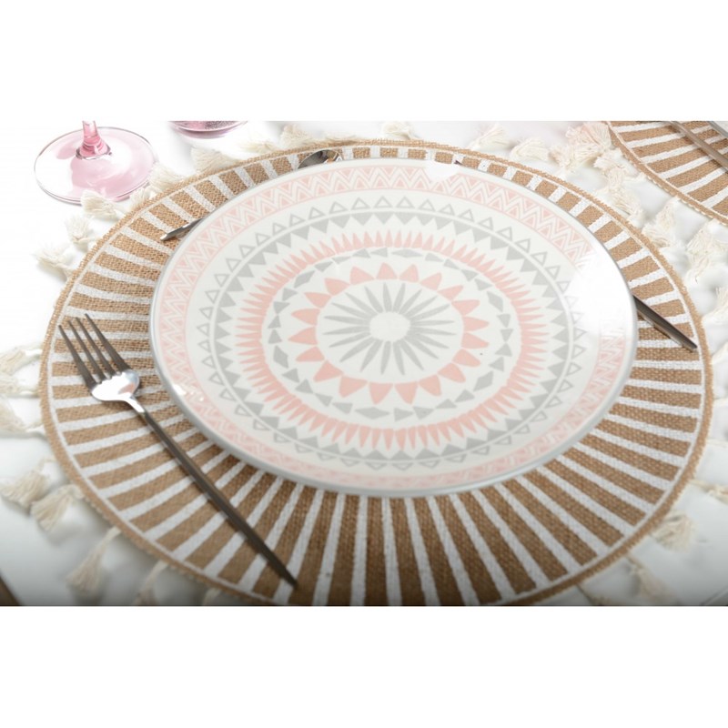 Assiette plate rose - coachella - lot de 6