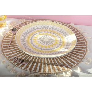 Assiette plate jaune - coachella - lot de 6