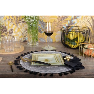 Dessous d'assiette aztèque noir - lot de 6