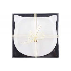 Assiette plate chat nez doré