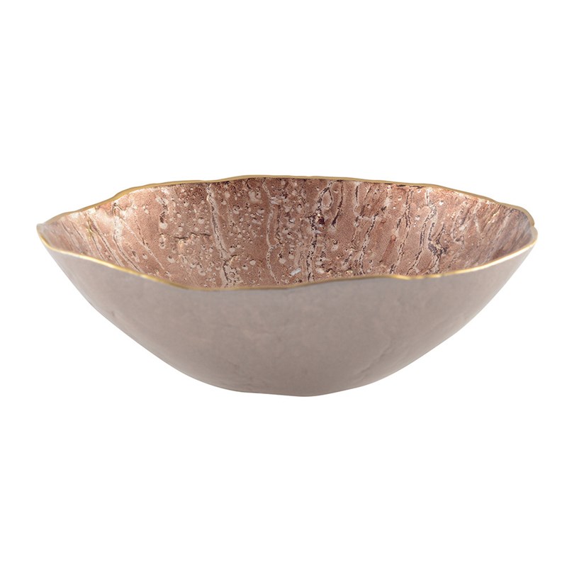 Bol marron avec bord doré 20cm - lot de 6