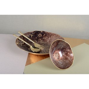 Bol marron avec bord doré 20cm