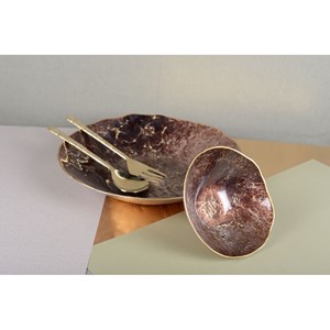Bol marron avec bord doré 20cm - lot de 6
