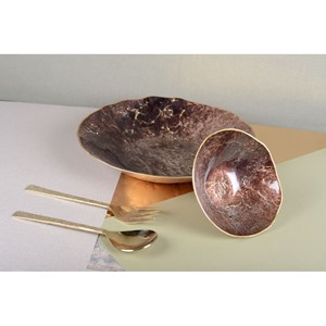Bol marron avec bord doré 20cm - lot de 6