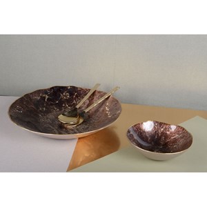 Bol marron avec bord doré 20cm - lot de 6