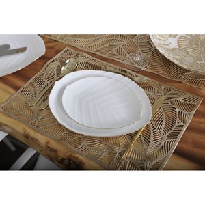 Assiette plate feuille blanche - lot de 6