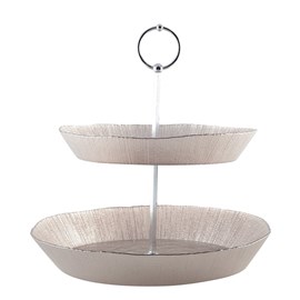 Serviteur 2 étages sable métallique