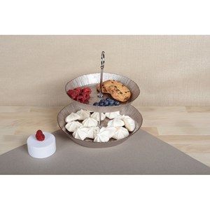 Serviteur 2 étages sable métallique