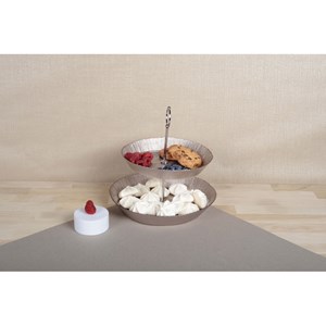 Serviteur 2 étages sable métallique