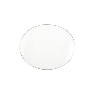Assiette à dessert ovale bord platine