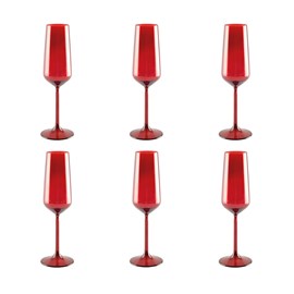 Flûtes à champagne rouge - lot de 6