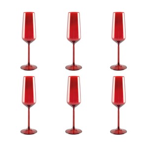 Flûtes à champagne rouge - lot de 6