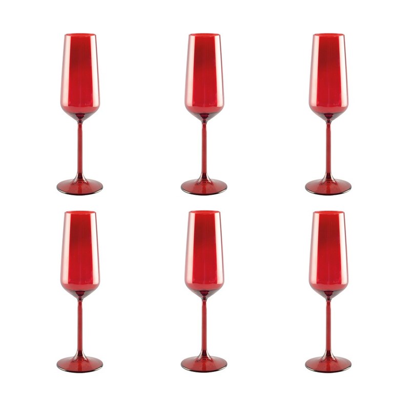 Flûtes à champagne rouge - lot de 6