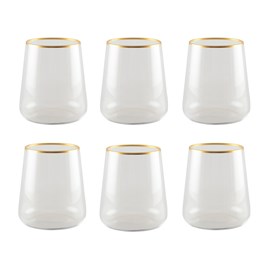 Verres à eau bord doré mat - lot de 6