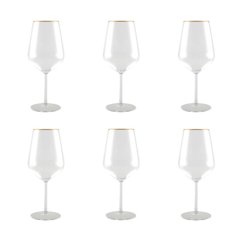 Verres à vin bord doré mat - lot de 6