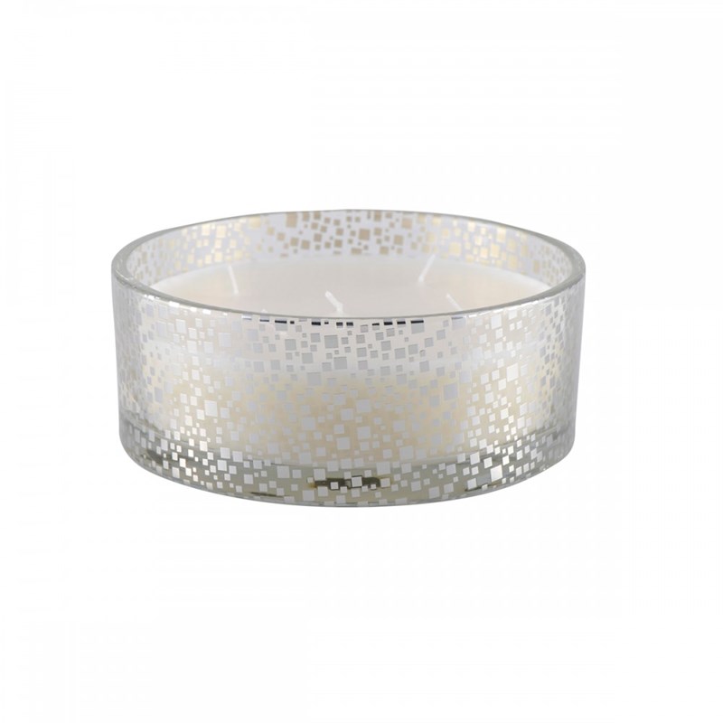 Bougie vanille pot en verre argent