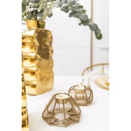 Bougeoir rond fil doré