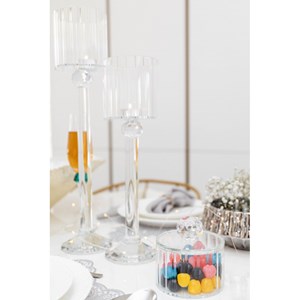 Bougeoir sur pied en cristal 10x10x33cm