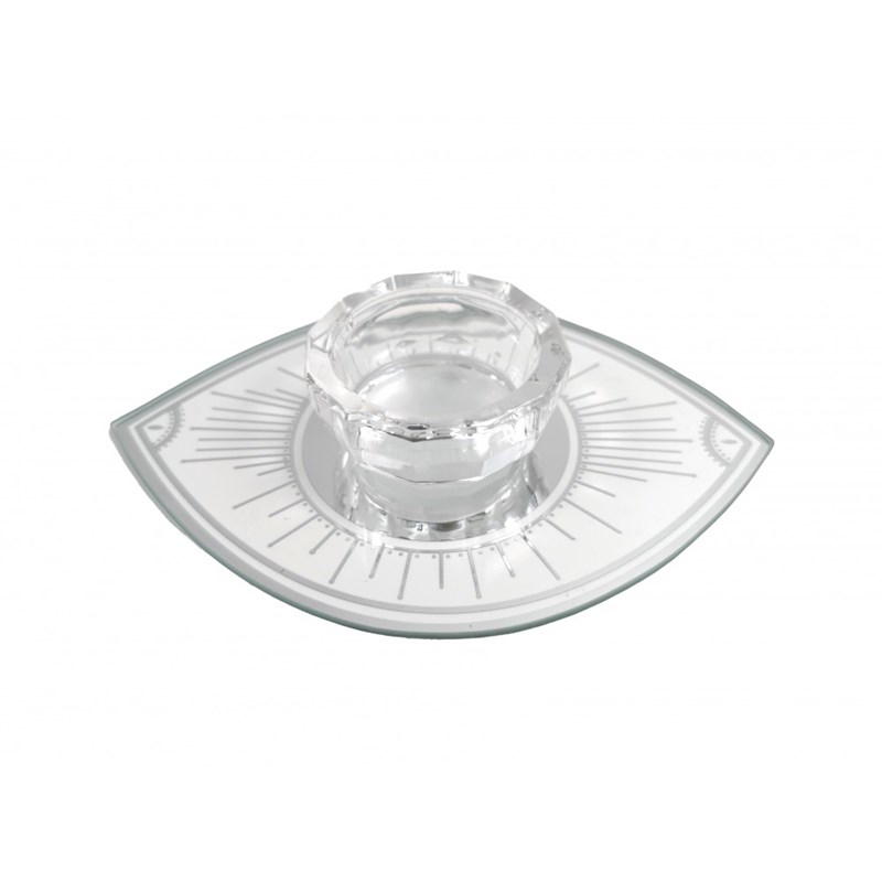Bougeoir ovale œil 10x15cm argent miroir