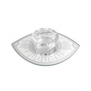 Bougeoir ovale œil 10x15cm argent miroir
