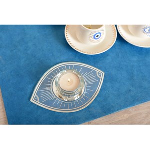 Bougeoir ovale œil 10x15cm argent miroir