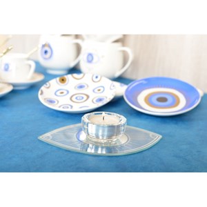 Bougeoir ovale œil 10x15cm argent miroir