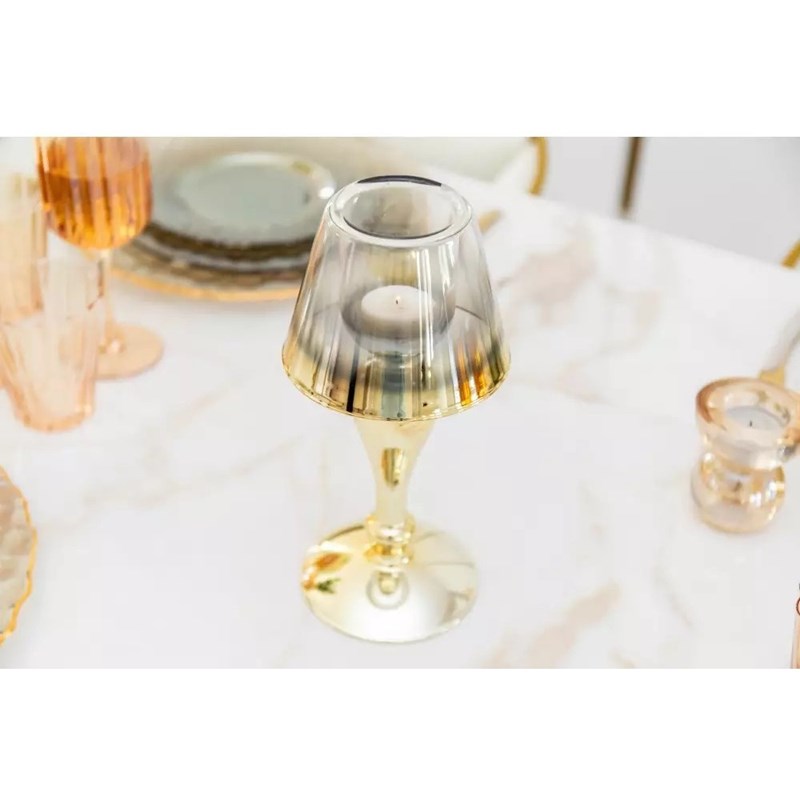 Aulica - Bougeoir doré sur pied 12.5x12.15x25cm