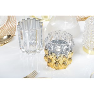 Bougeoir raye moitie doré