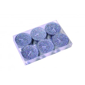 Bougie paillette argent t-light lot de 6