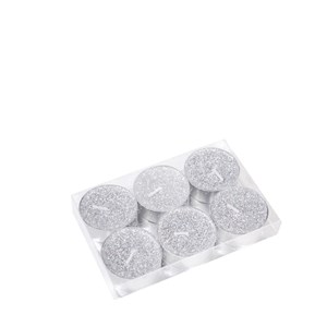 Bougie paillette argent t-light lot de 6