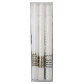 Bougies flambeau décor doré - lot de 3