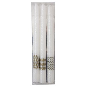 Bougies flambeau décor doré - lot de 3