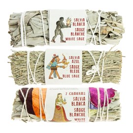 Pack 3 sauges: blanche, 7 chakras, bleue