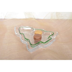 Coupelle en verre sapin bord vert