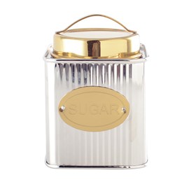 Boîte à sucre argentée et dorée