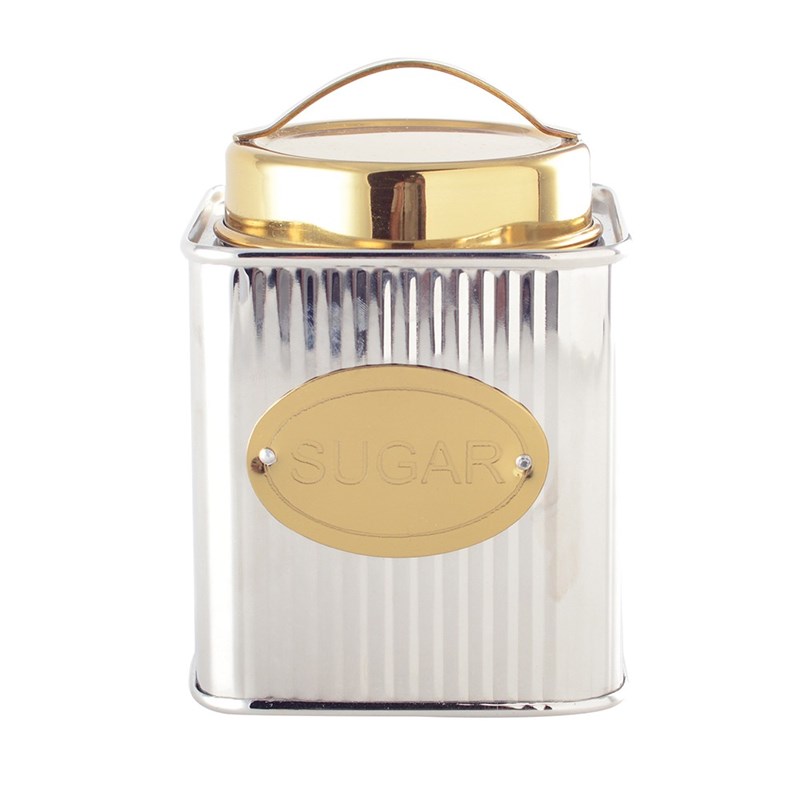Boîte à sucre argentée et dorée