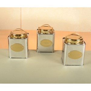 Boîte à sucre argentée et dorée